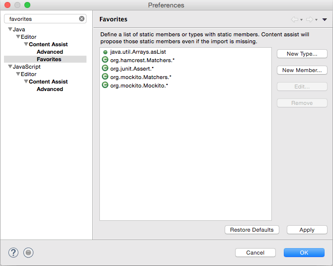 Eclipse TDD favorites